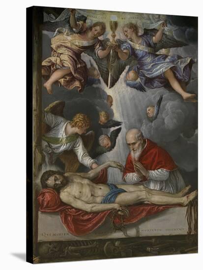 Dead Christ, Adored by Pope Pius V, Ca 1571-1572-Micheli Parrasio-Stretched Canvas