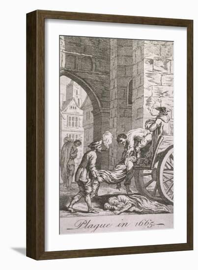 Dead Plague Victims are Being Collected During the 1665 Epidemic in England-null-Framed Art Print