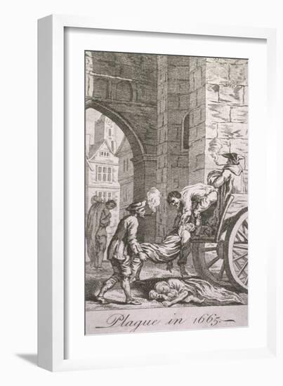 Dead Plague Victims are Being Collected During the 1665 Epidemic in England-null-Framed Art Print