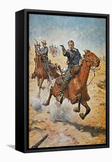 Dead Sure: A U.S. Cavalry Trooper in the 1870S-Charles Schreyvogel-Framed Stretched Canvas