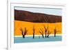 Dead trees in a desert, Dead Vlei, Sossusvlei, Namib Desert, Namib-Naukluft National Park, Namibia-null-Framed Photographic Print