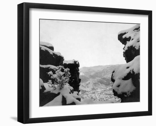 Deadwood as Seen from White Rocks Photograph - Deadwood, SD-Lantern Press-Framed Art Print