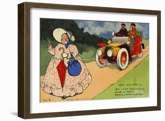 Deaf Old Woman Unaware of a Car Approaching from Behind Her-null-Framed Giclee Print