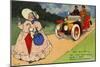 Deaf Old Woman Unaware of a Car Approaching from Behind Her-null-Mounted Giclee Print