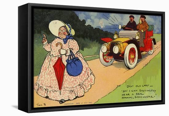 Deaf Old Woman Unaware of a Car Approaching from Behind Her-null-Framed Stretched Canvas