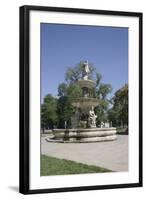 Deak Ferenc Ter Park with Centrepiece Fountain, Budapest, Hungary, Europe-Julian Pottage-Framed Photographic Print