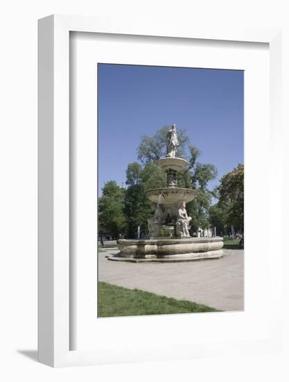 Deak Ferenc Ter Park with Centrepiece Fountain, Budapest, Hungary, Europe-Julian Pottage-Framed Photographic Print