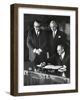 Dean Acheson, Sec. of State, Signs the North Atlantic Treaty Establishing the Nato Alliance-null-Framed Photo