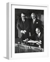 Dean Acheson, Sec. of State, Signs the North Atlantic Treaty Establishing the Nato Alliance-null-Framed Photo