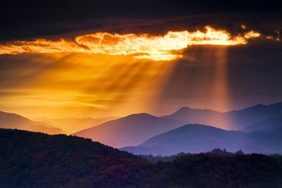 Colorful Autumn Sunrise over the Smoky Mountains' Photographic