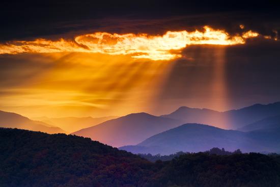 Colorful Autumn Sunrise over the Smoky Mountains' Photographic