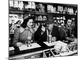 Deanna Durbin having Ice Cream Soda at Counter with Eddie Cantor During Visit to the City-Alfred Eisenstaedt-Mounted Premium Photographic Print