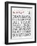 Dear Santa Nevermind White-Jace Grey-Framed Art Print