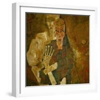 Death and Mann, Tod Und Mann or Selbstseher (II)-Egon Schiele-Framed Giclee Print