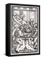 Death and the Devil Come for the Card Player, Engraved by Georg Scharffenberg, from 'Der Todten…-Hans Holbein the Younger-Framed Stretched Canvas