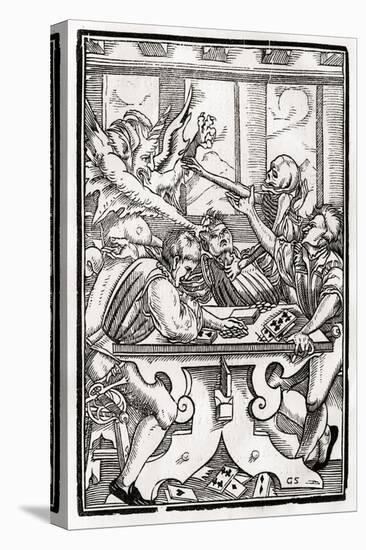 Death and the Devil Come for the Card Player, Engraved by Georg Scharffenberg, from 'Der Todten…-Hans Holbein the Younger-Stretched Canvas