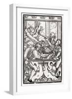 Death and the Devil Come for the Card Player, Engraved by Georg Scharffenberg, from 'Der Todten…-Hans Holbein the Younger-Framed Giclee Print