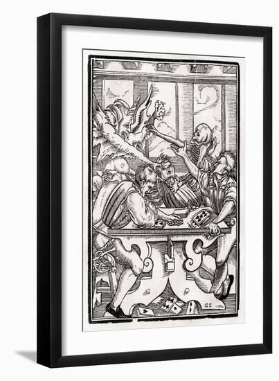 Death and the Devil Come for the Card Player, Engraved by Georg Scharffenberg, from 'Der Todten…-Hans Holbein the Younger-Framed Premium Giclee Print