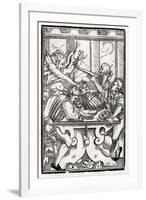 Death and the Devil Come for the Card Player, Engraved by Georg Scharffenberg, from 'Der Todten…-Hans Holbein the Younger-Framed Giclee Print