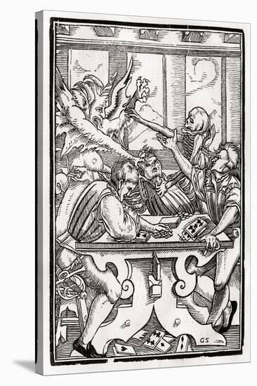 Death and the Devil Come for the Card Player, Engraved by Georg Scharffenberg, from 'Der Todten…-Hans Holbein the Younger-Stretched Canvas