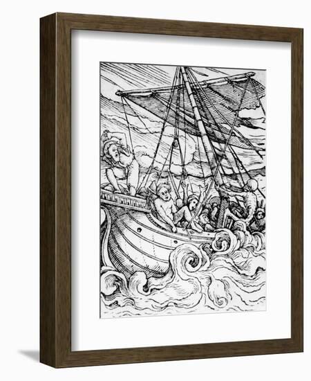 Death and the Sailor, from 'The Dance of Death', Engraved by Hans Lutzelburger, C.1538-Hans Holbein the Younger-Framed Giclee Print