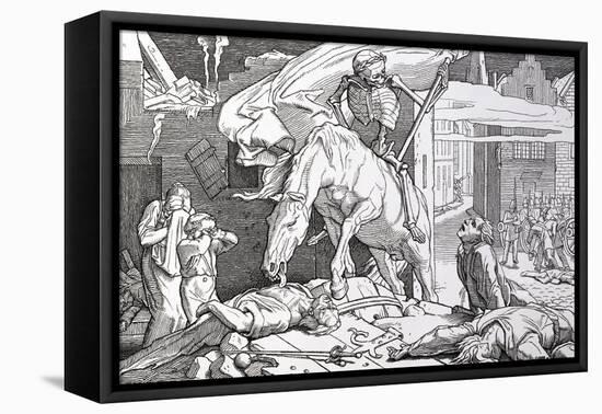 Death as Victor, from 'Another Dance of Death' Published by Georg Wigand in Leipzig, 1849-Alfred Rethel-Framed Stretched Canvas