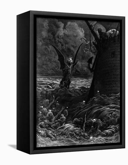 Death-Fires Dancing around the Becalmed Ship-Gustave Doré-Framed Stretched Canvas