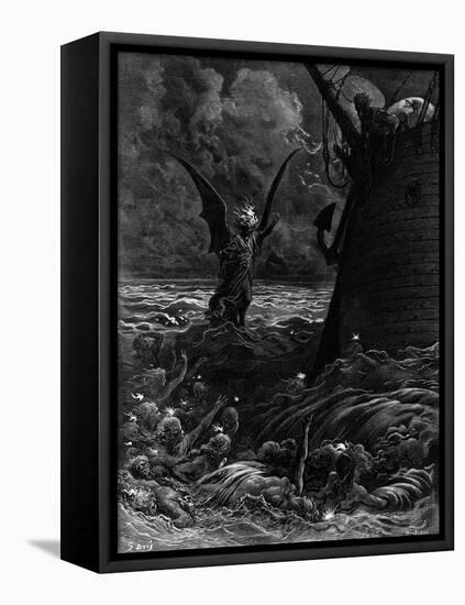 Death-Fires Dancing around the Becalmed Ship-Gustave Doré-Framed Stretched Canvas