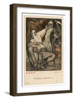 Death Has Come with the Intention of Taking Away Her Patient, But the Nurse Defies Him-null-Framed Art Print