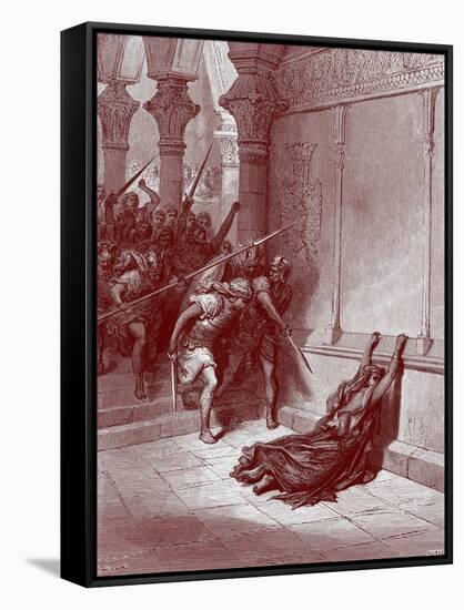 Death of Athaliah by Doré - Bible-Gustave Dore-Framed Stretched Canvas