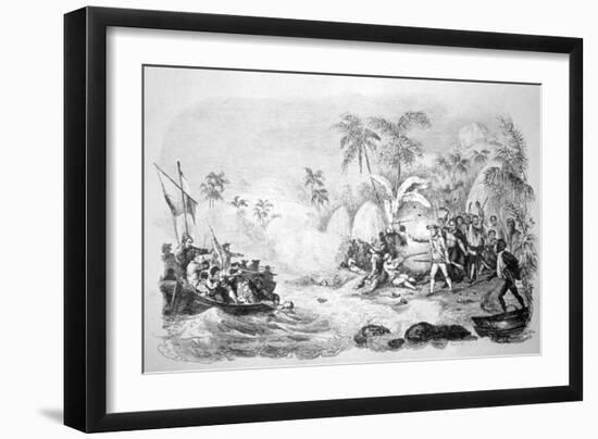 Death of Captain Cook, 1779-Jacques Etienne Victor Arago-Framed Giclee Print