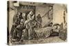 Death of Christopher Columbus (1451-1506). Engraving-null-Stretched Canvas