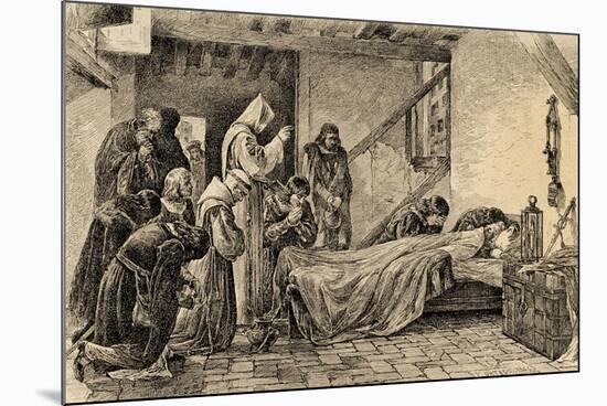 Death of Christopher Columbus (1451-1506). Engraving-null-Mounted Giclee Print