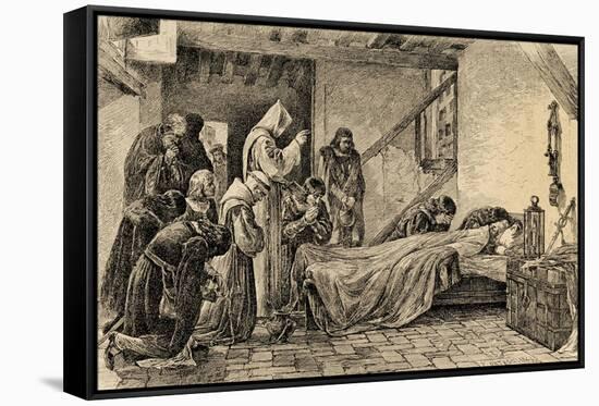 Death of Christopher Columbus (1451-1506). Engraving-null-Framed Stretched Canvas