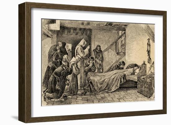 Death of Christopher Columbus (1451-1506). Engraving-null-Framed Giclee Print