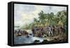 Death of English Explorer Captain James Cook in the Sandwich Islands (Hawaii), 1779-null-Framed Stretched Canvas