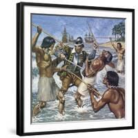 Death of Ferdinand Magellan-Mike White-Framed Giclee Print