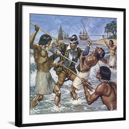 Death of Ferdinand Magellan-Mike White-Framed Giclee Print