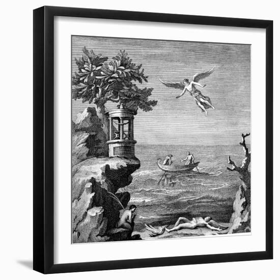 Death of Icarus, 18th Century Engraving-null-Framed Giclee Print