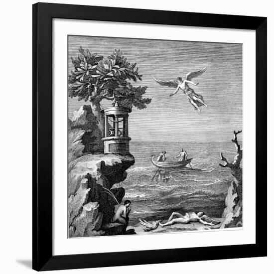 Death of Icarus, 18th Century Engraving-null-Framed Giclee Print