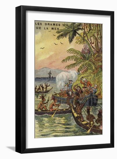 Death of Jean-Francois De La Perouse, French Naval Officer and Explorer, 1788-null-Framed Giclee Print