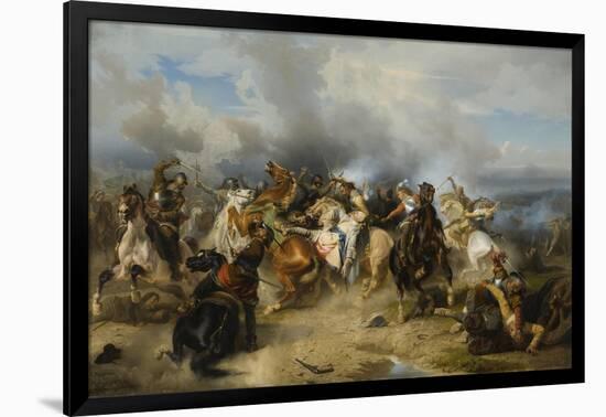 Death of King Gustav II Adolf of Sweden at the Battle of Lützen, 1855-Carl Wahlbom-Framed Premium Giclee Print