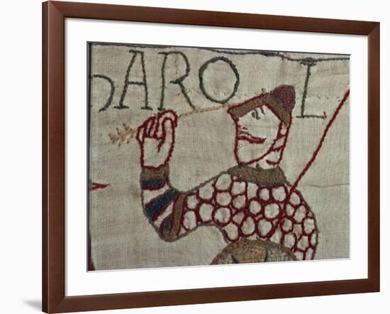 Death of King Harold Showing an Arrow in His Eye, Bayeux Tapestry, Bayeux, Normandy, France, Europe-Rawlings Walter-Framed Photographic Print