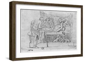 Death of Meleager (Black Pencil on Paper)-Jacques-Louis David-Framed Giclee Print