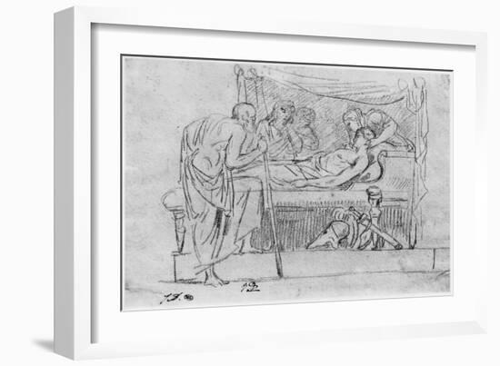 Death of Meleager (Black Pencil on Paper)-Jacques-Louis David-Framed Giclee Print