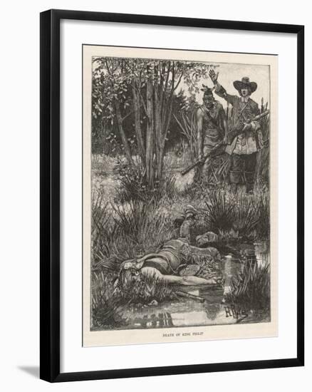 Death of Metacomet (King Philip) Chief of the Wampanoag Indians During King Philip's War 1675-1676-Howard Pyle-Framed Art Print