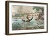 Death of Prince Joseph Poniatowski (1763-1813) in the Elstera River, 1813 (Colour Litho)-French School-Framed Giclee Print