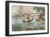 Death of Prince Joseph Poniatowski (1763-1813) in the Elstera River, 1813 (Colour Litho)-French School-Framed Giclee Print