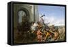 Death of Robert Le Fort in the Battle of Brissarthe, 866-Henri Lehmann-Framed Stretched Canvas