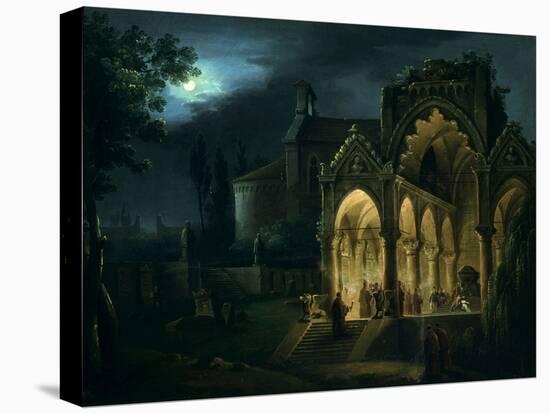 Death of Romeo and Juliet in Moonlit Landscape-Lorenzo Scarabellotto-Stretched Canvas